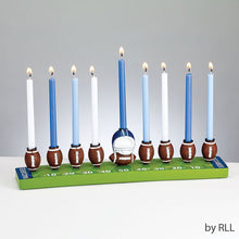 Load image into Gallery viewer, Hand-Painted Resin Football Menorah
