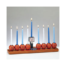 Load image into Gallery viewer, Hand-Painted Resin Basketball Menorah
