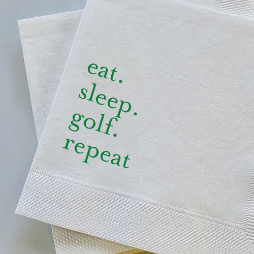 eat. sleep. golf. repeat cocktail napkins