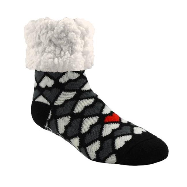 Pudus Heart Valentine Classic Slipper Socks - Black